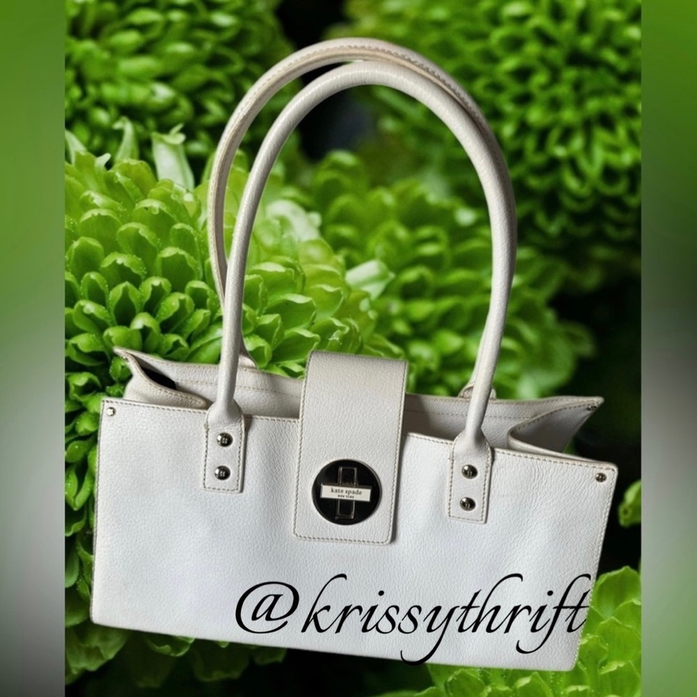 Kate Spade Maddox Large White Satchel With Twist Lock Accent
